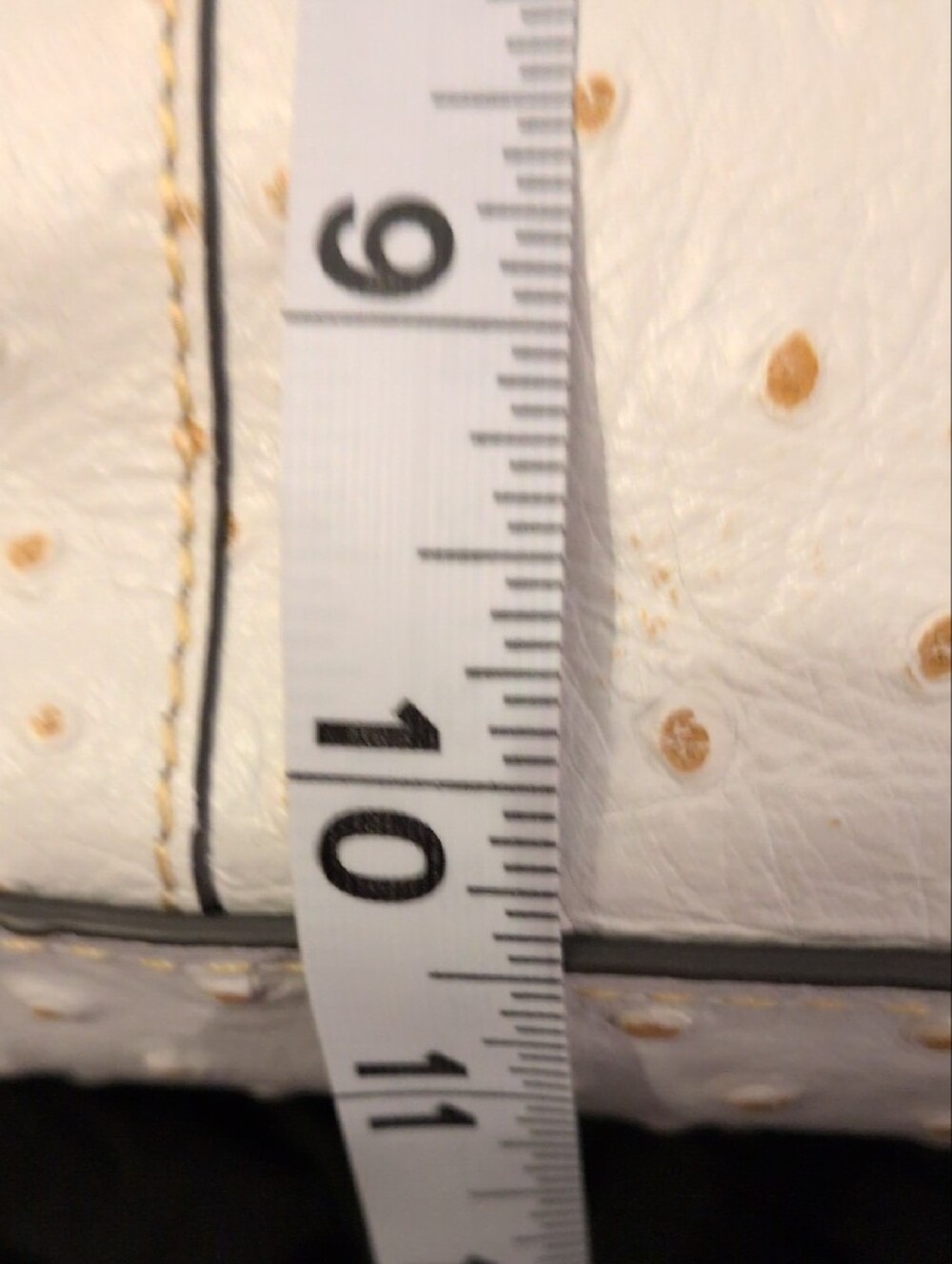 Dooney & Bourke White Ostrich-Embossed Tote with Tan Straps Dust Bag  Included! - Picture 13 of 16